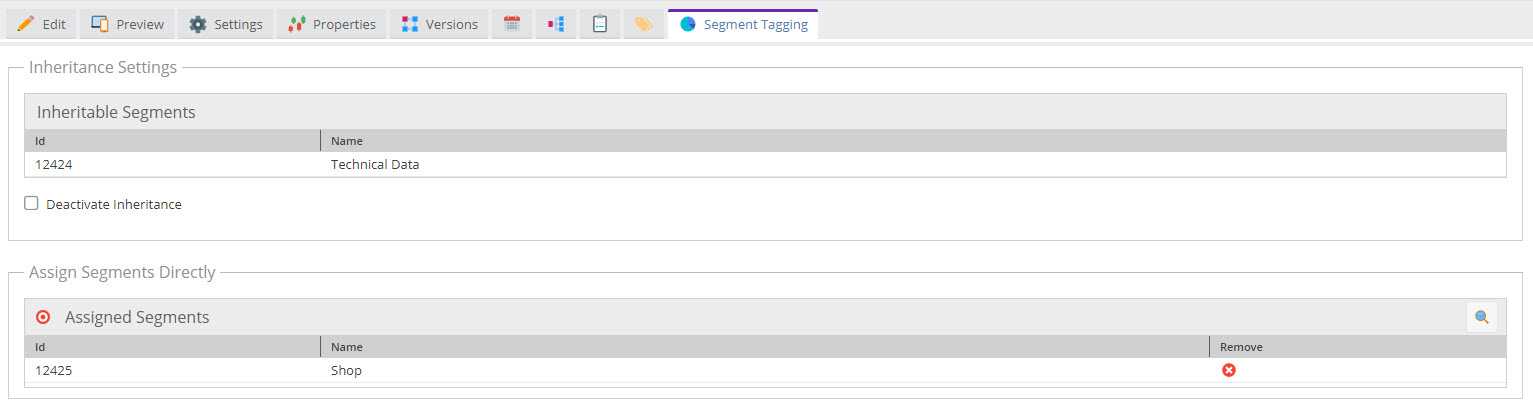 segment assignment tab