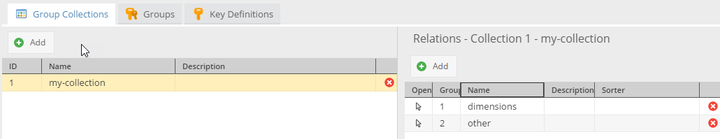 Classification store - group collections