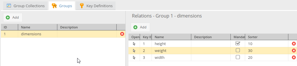 Classification store groups management