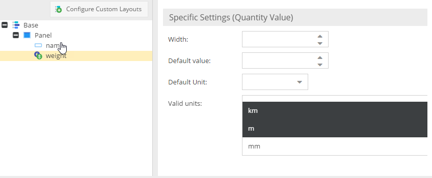 Quantity Value Configuration
