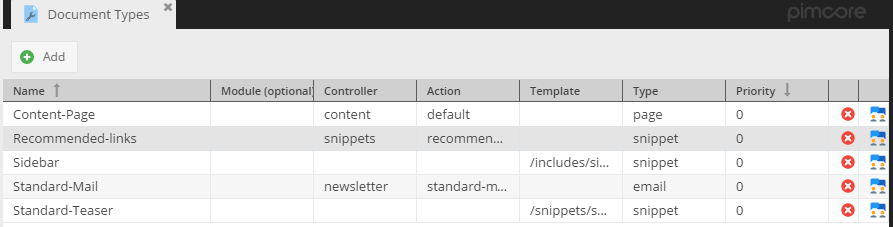 Document types grid