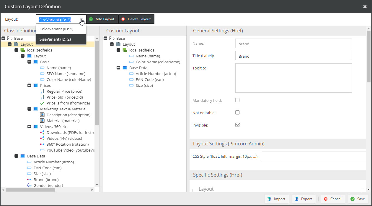 Showing Custom Layouts based on Object Data - Pimcore