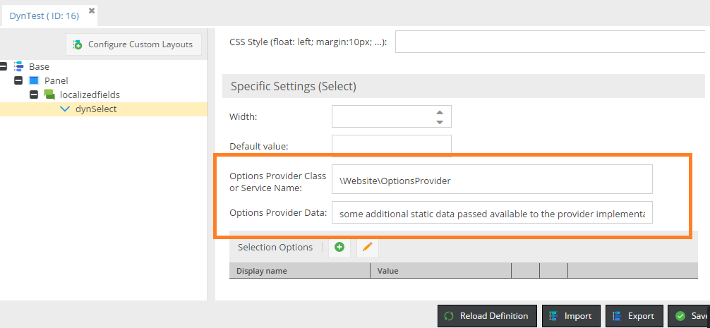 Dynamic Select Types - Pimcore