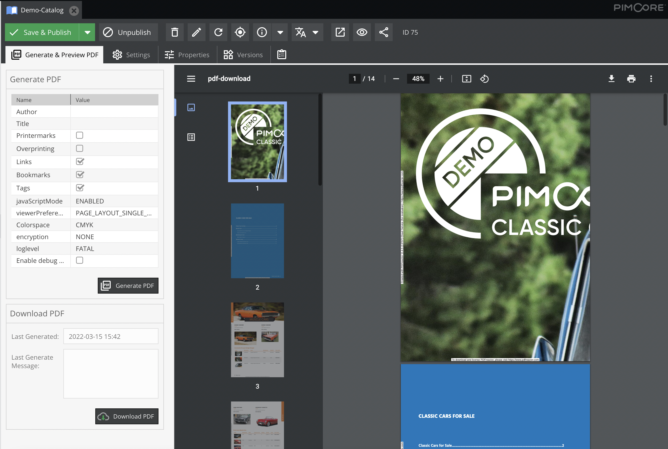 Web2Print - Container editmode