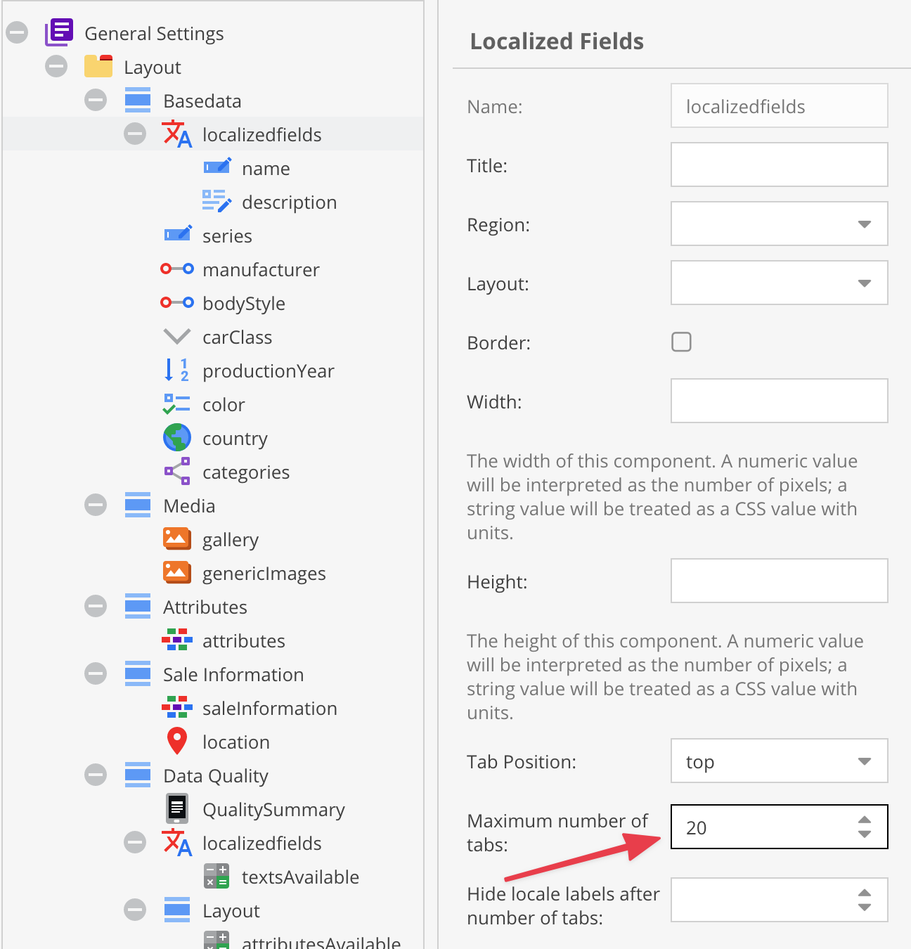 Change tabs limit in Localized Fields