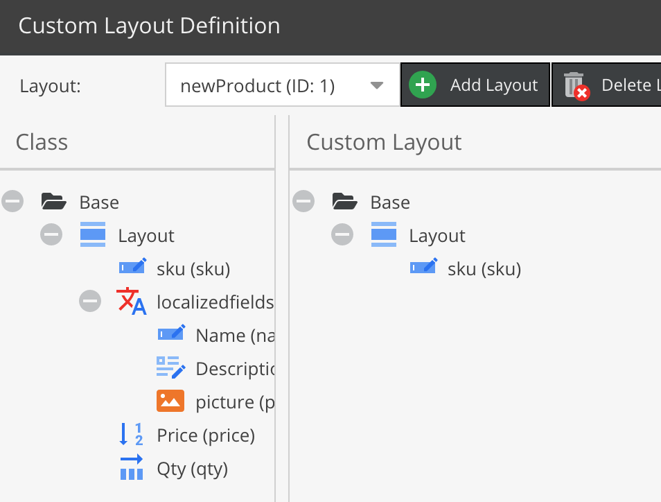 The new product custom layout