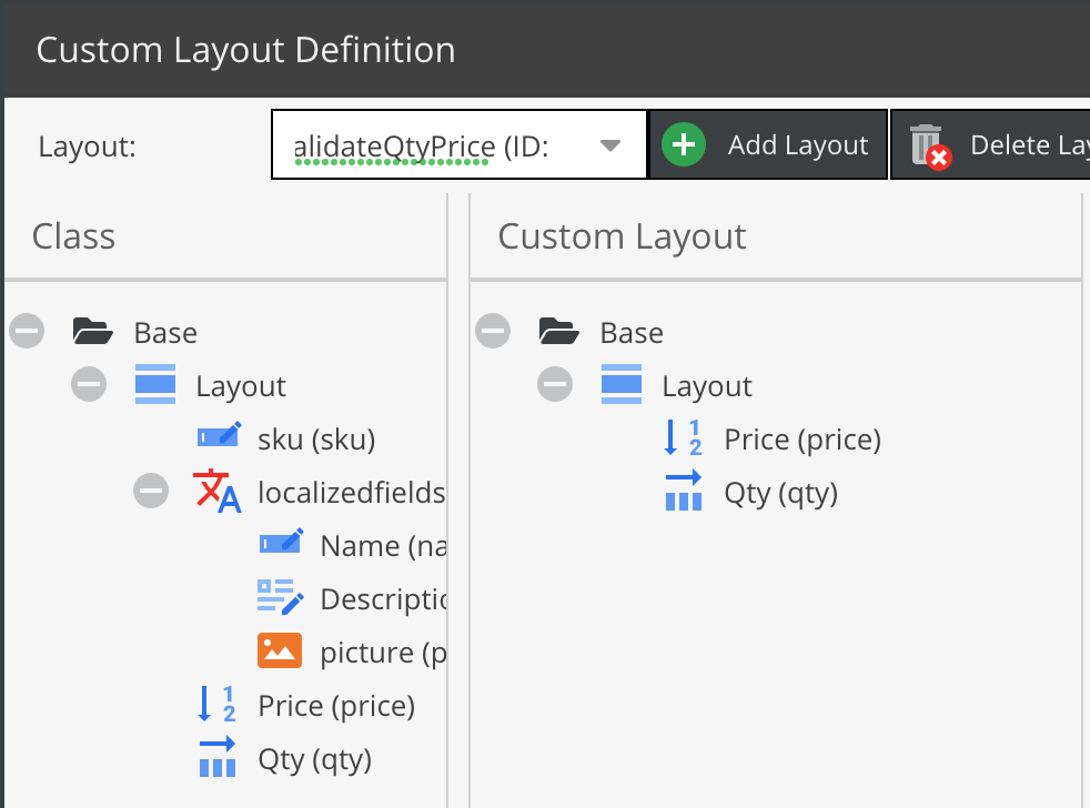 The validate qty and price custom layout