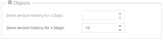 Objects version history settings