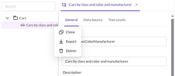 Configuration context menu