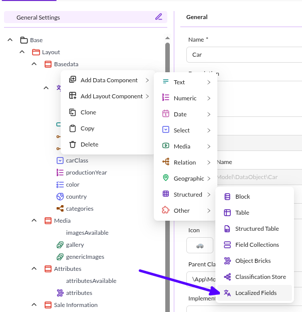 Add localized fields to a class
