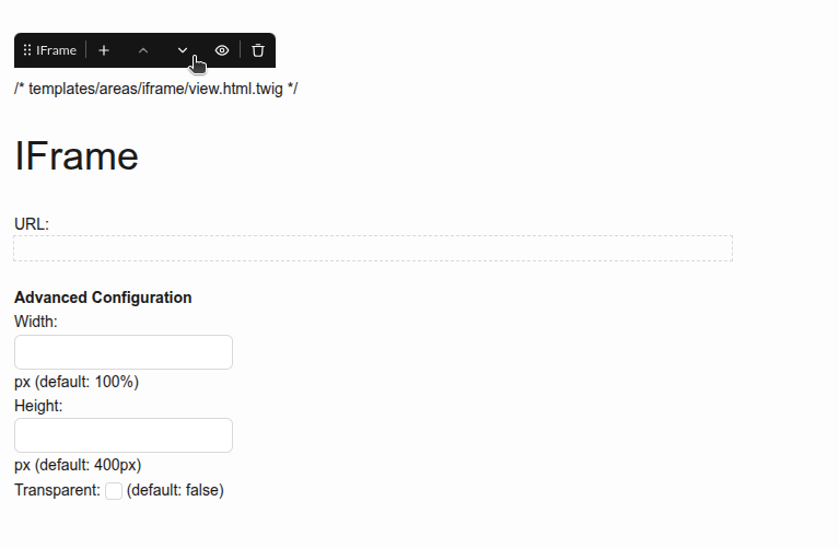 Iframe brick - configuration in the editmode
