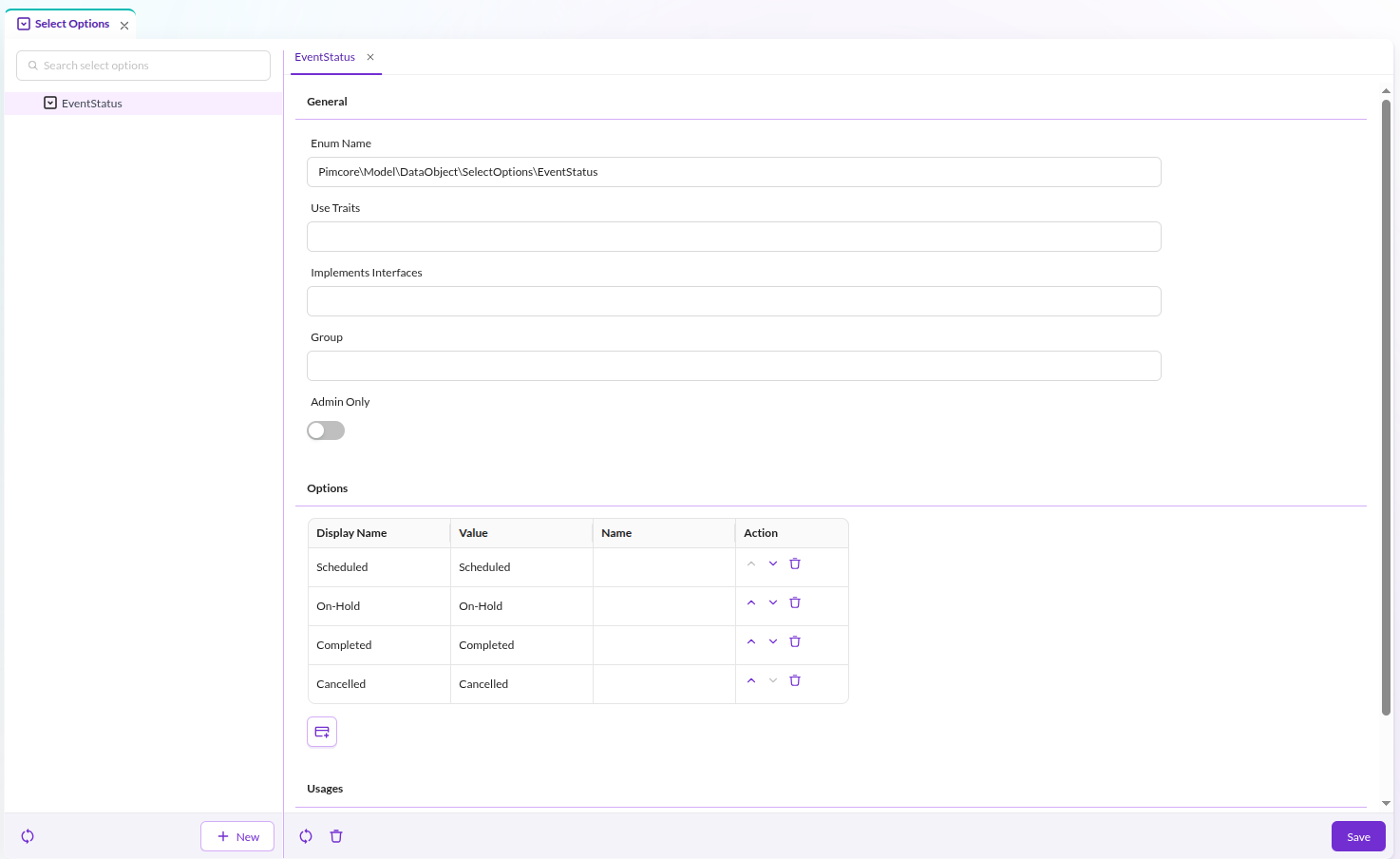 Select Option Configuration