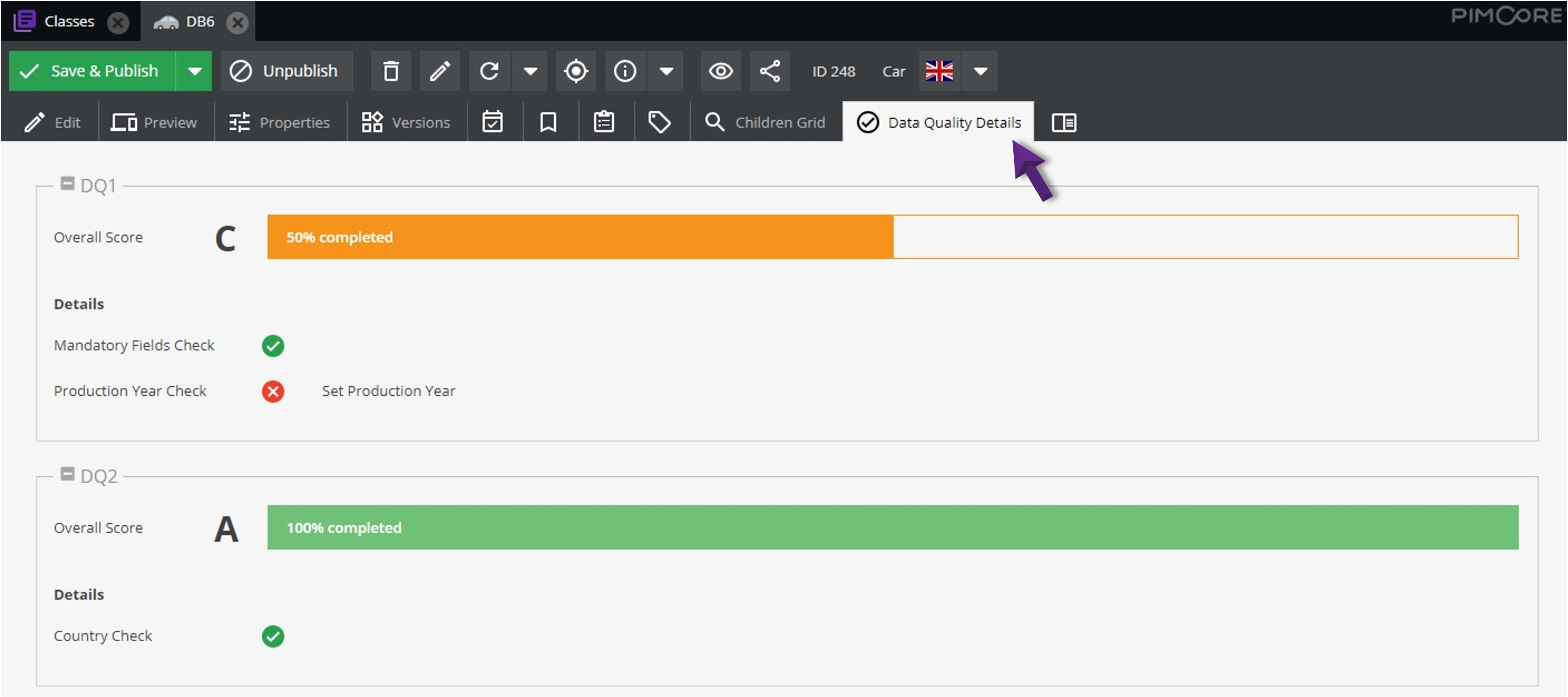 Data Quality Details Tab