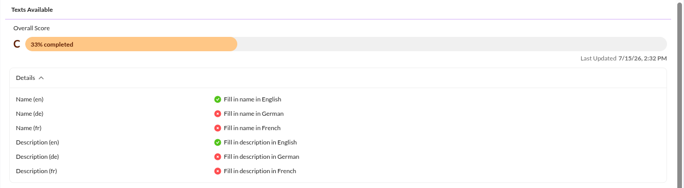 Data Quality Details Tab