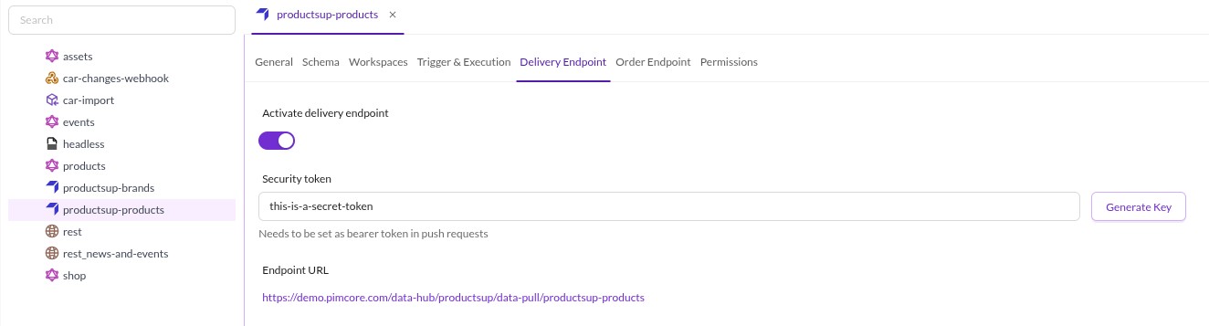 Delivery Endpoint tab