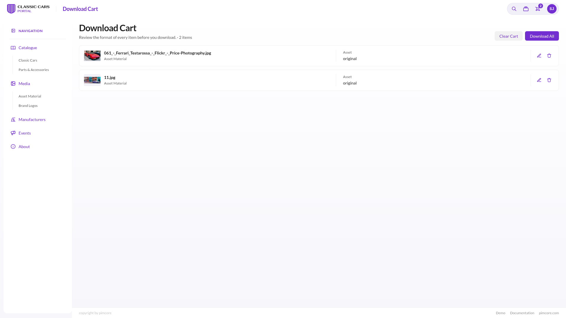 Download Cart Listing