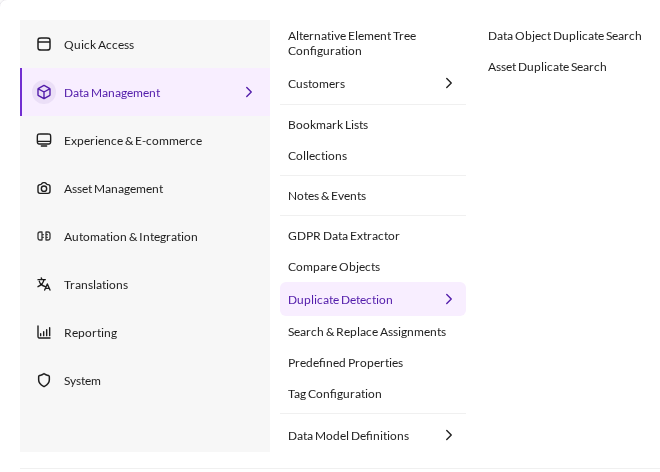 Duplicate Detection in the main navigation