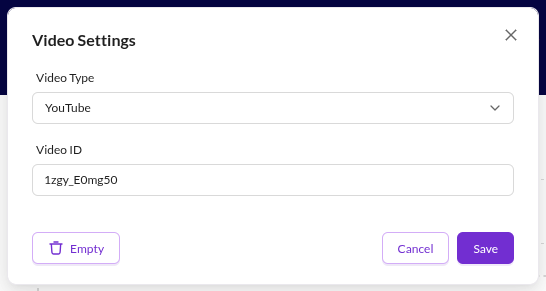 Video editable - YouTube configuration - editmode