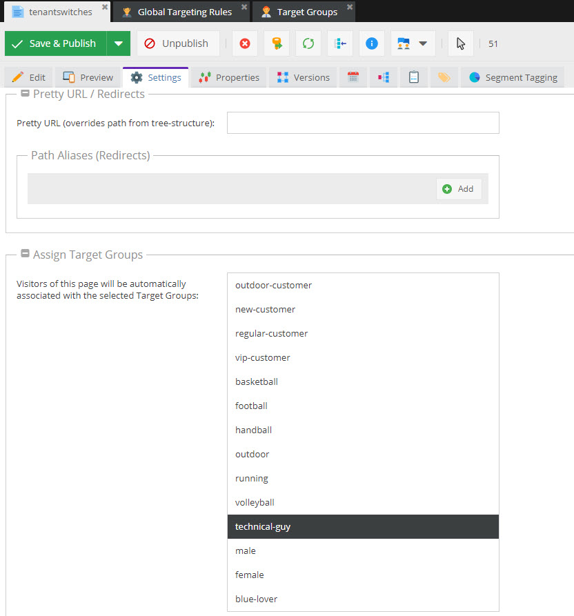 Tenant Switches Settings