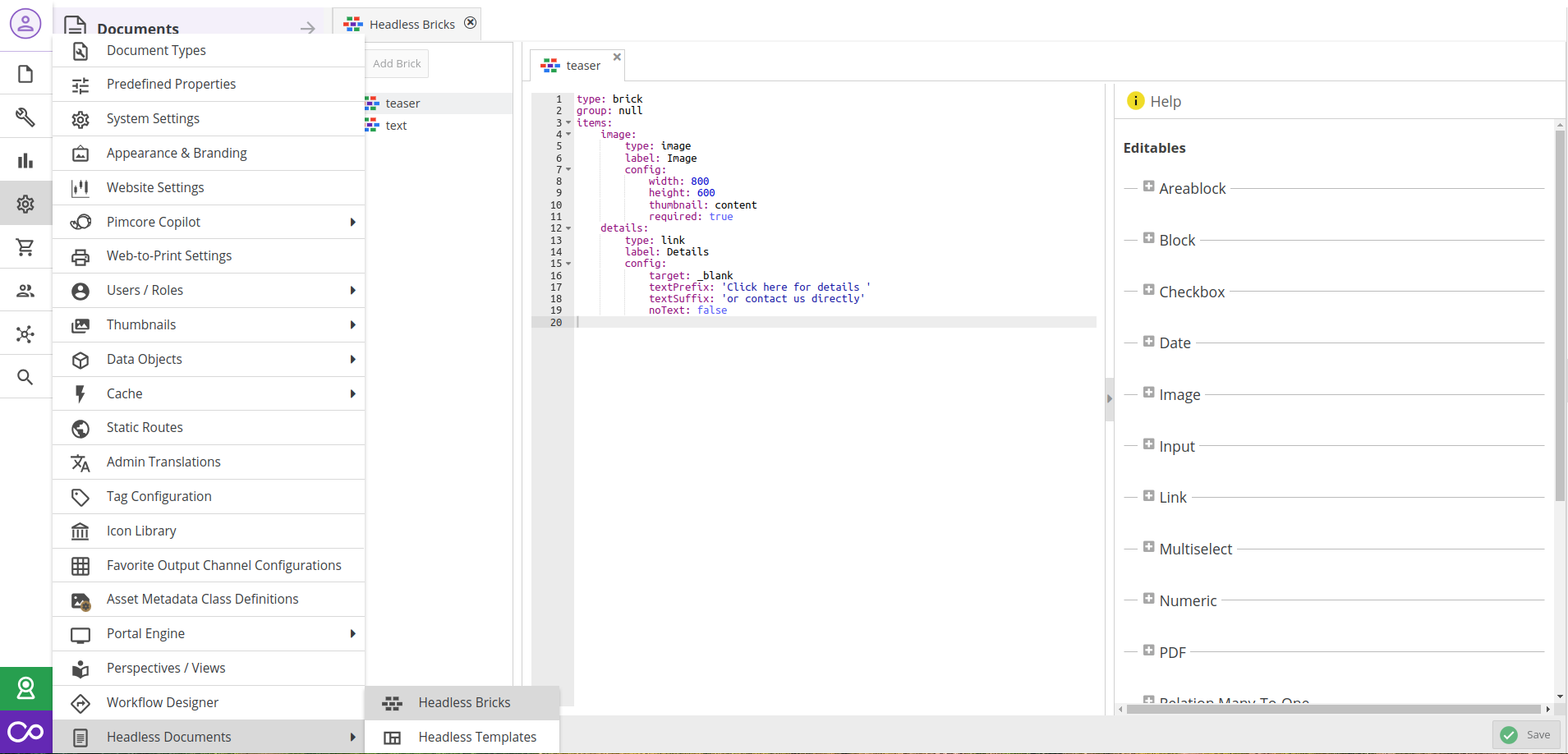 Headless Brick Configuration Interface