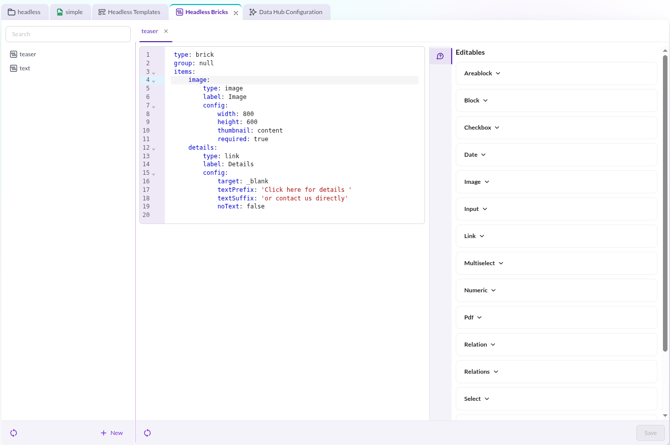 Headless Brick Configuration Interface