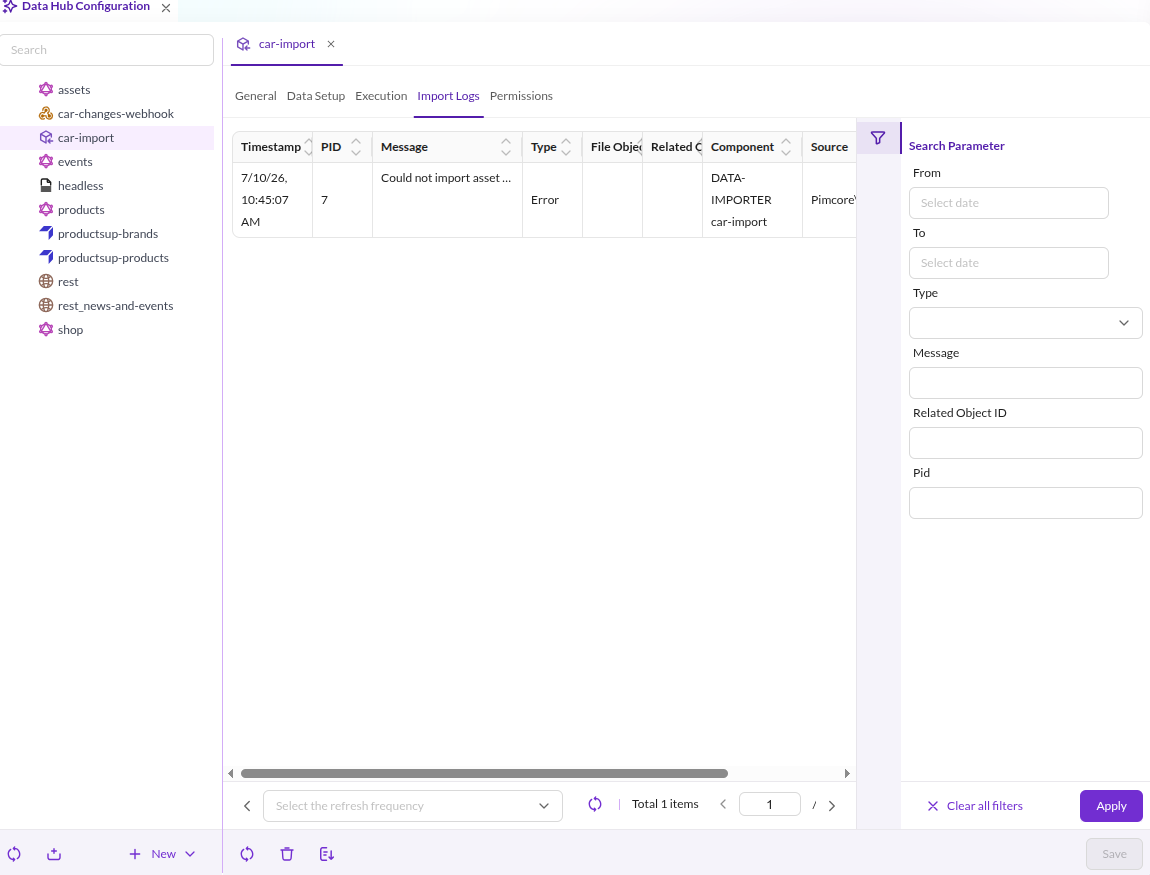 Import Logs