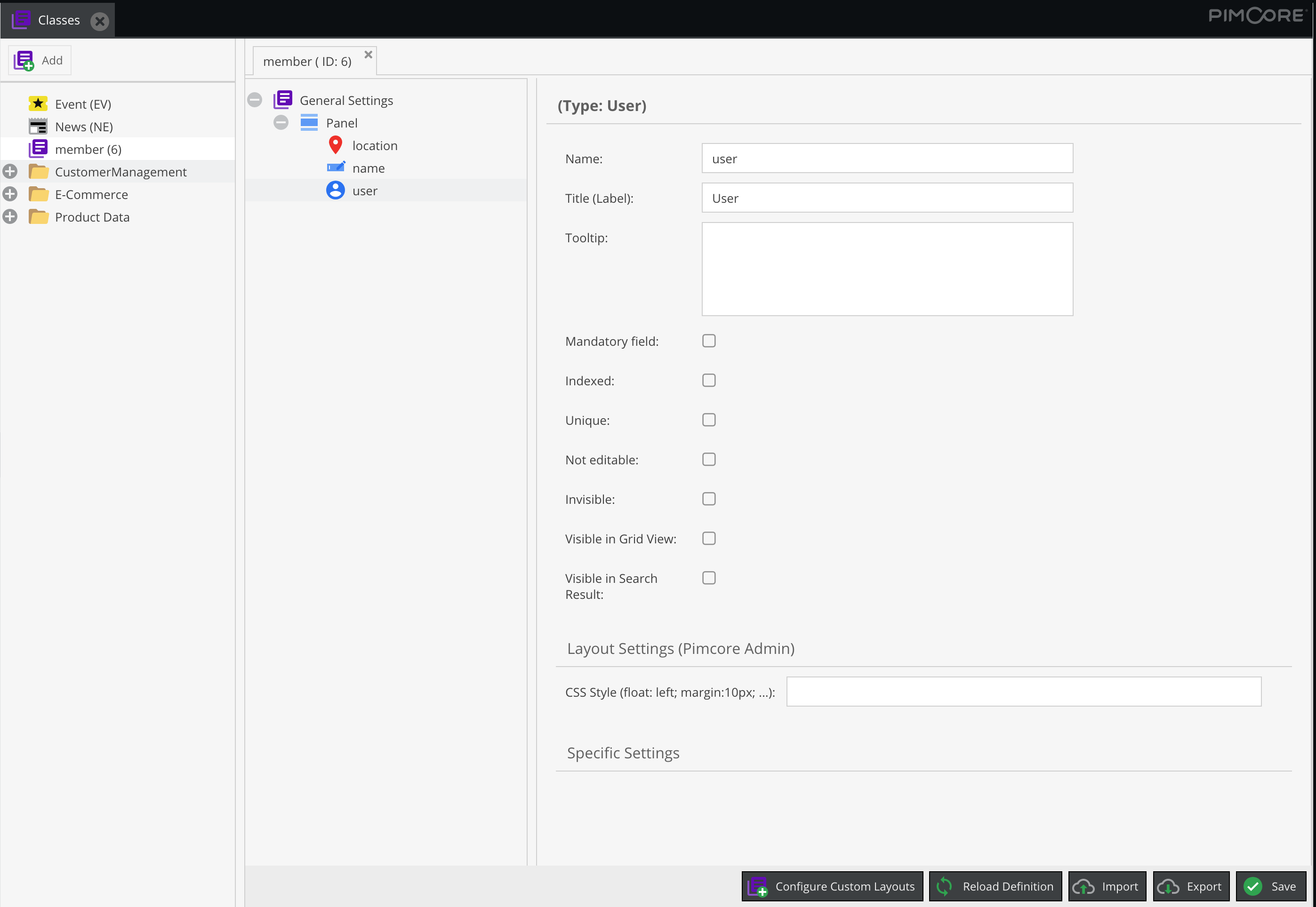 Member Class Config