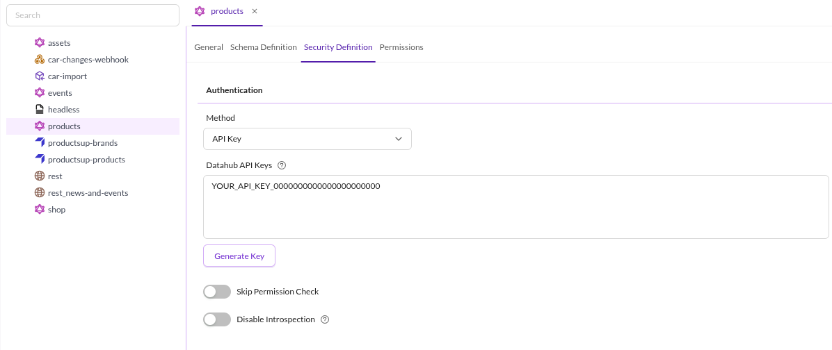 Security Definition tab