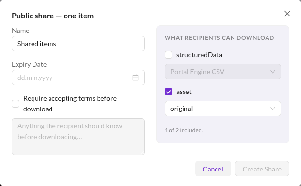 Sharing Dialog
