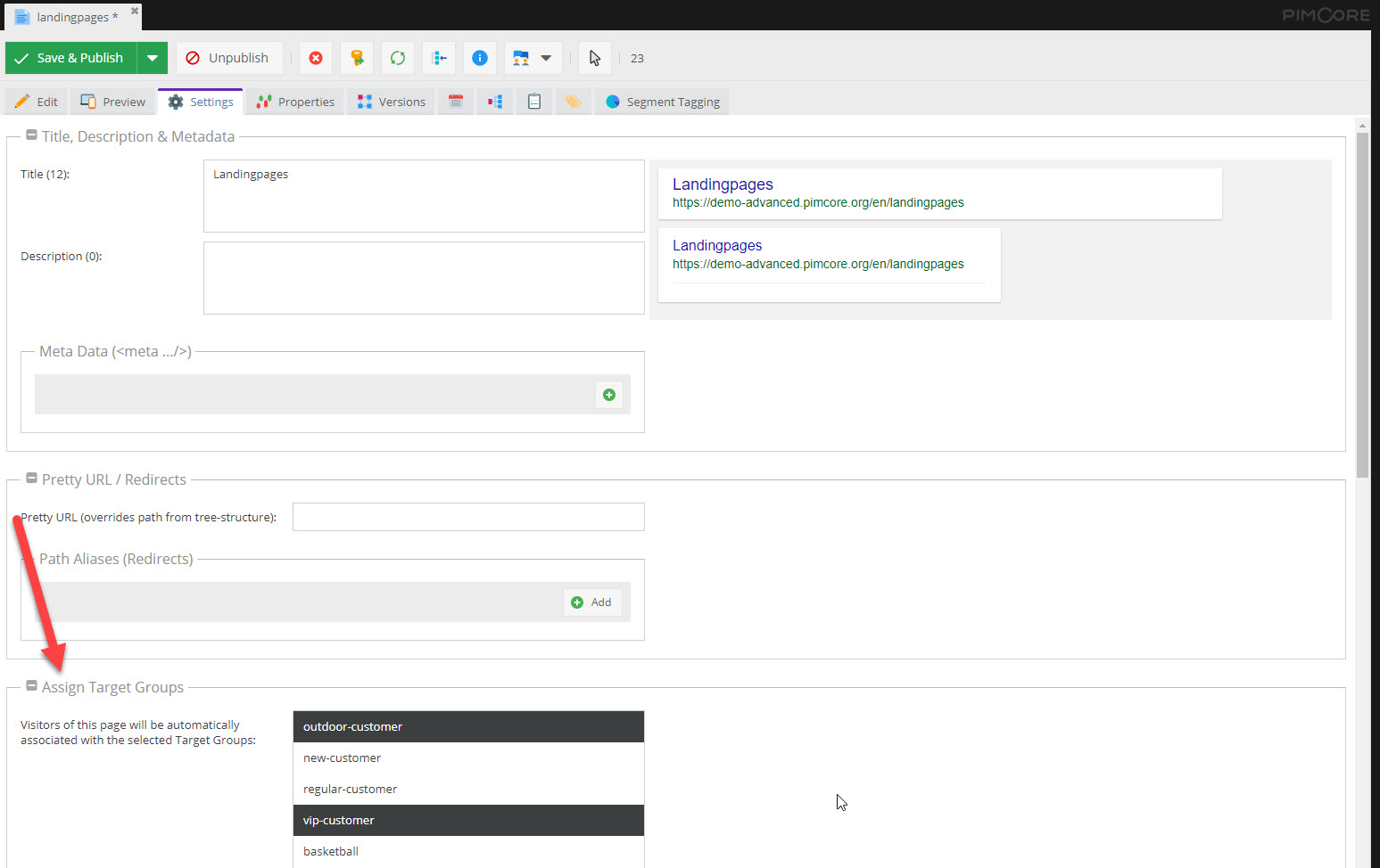 Associate Target Groups with Documents