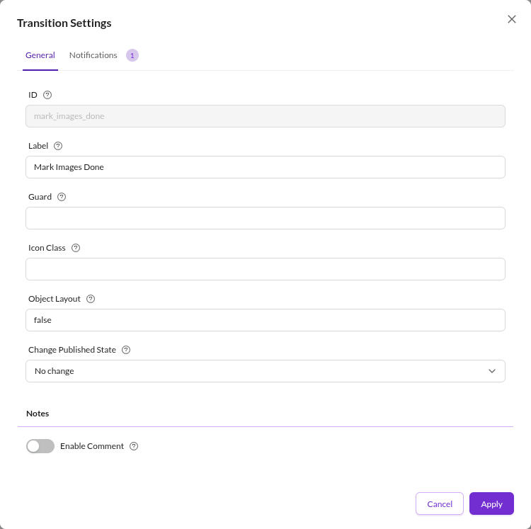 Transition Settings