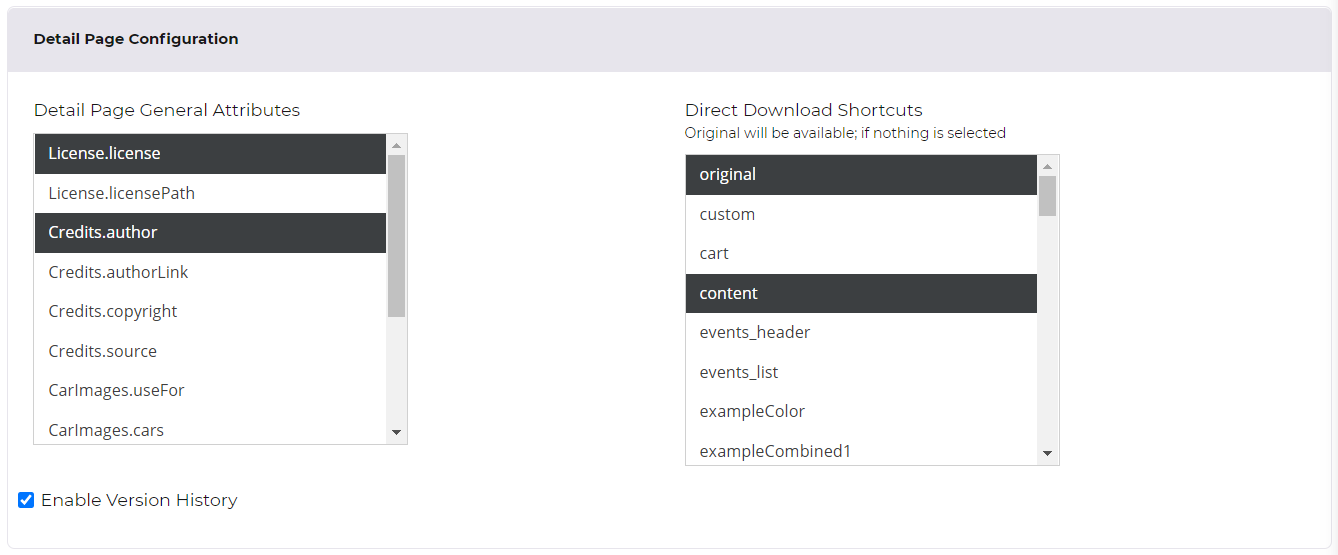 Detail Page Configuration